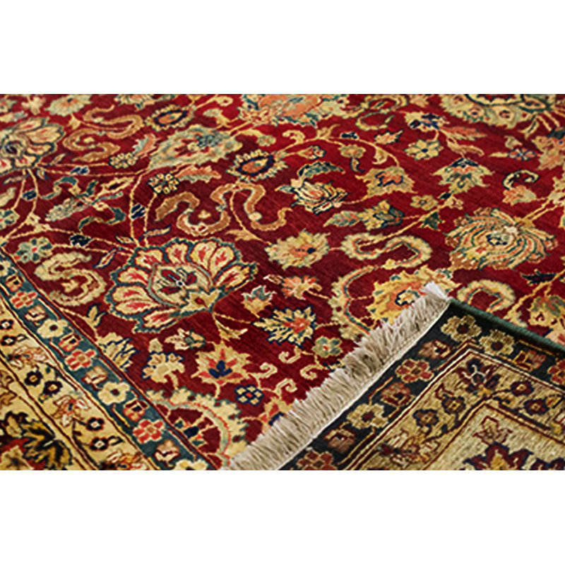 Tapis rouge et crème noué à la main de haute qualité