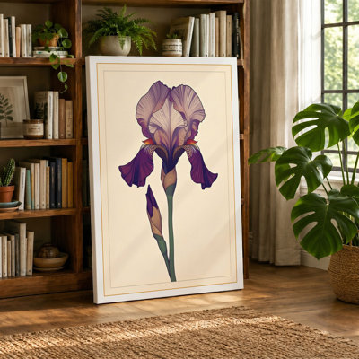 Purple Iris Study Botanical - Wrapped Canvas