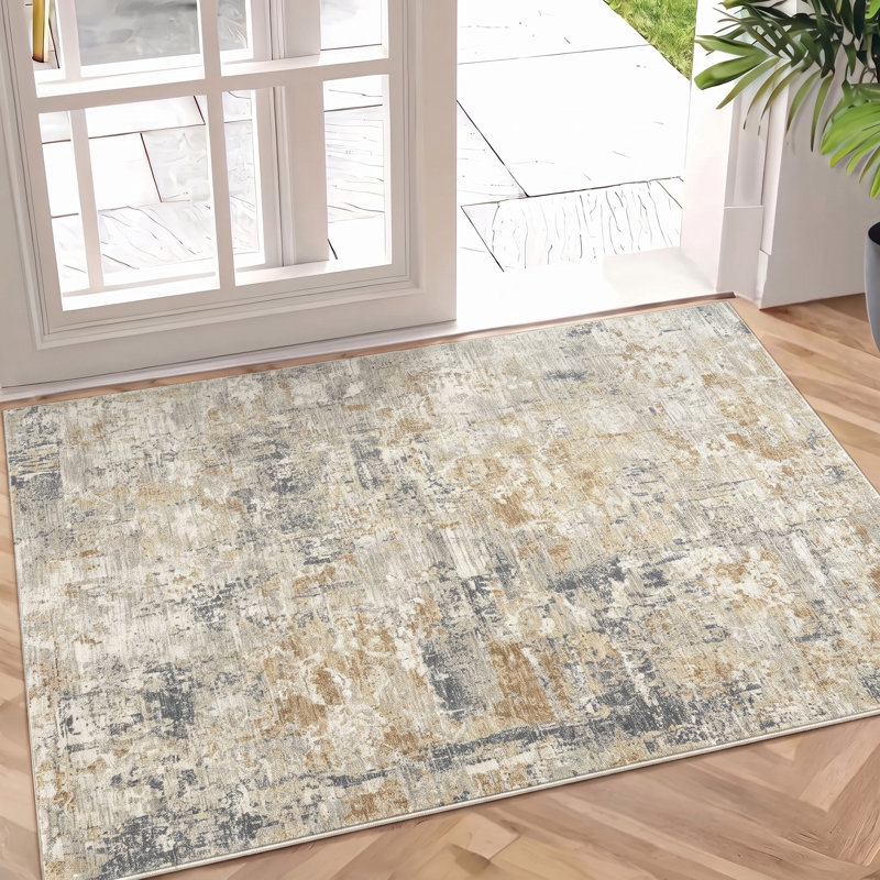 Tapis intérieur crème / multicolore Anthonyson, Rectangle 2 pi 3 po x 3 pi 6 po