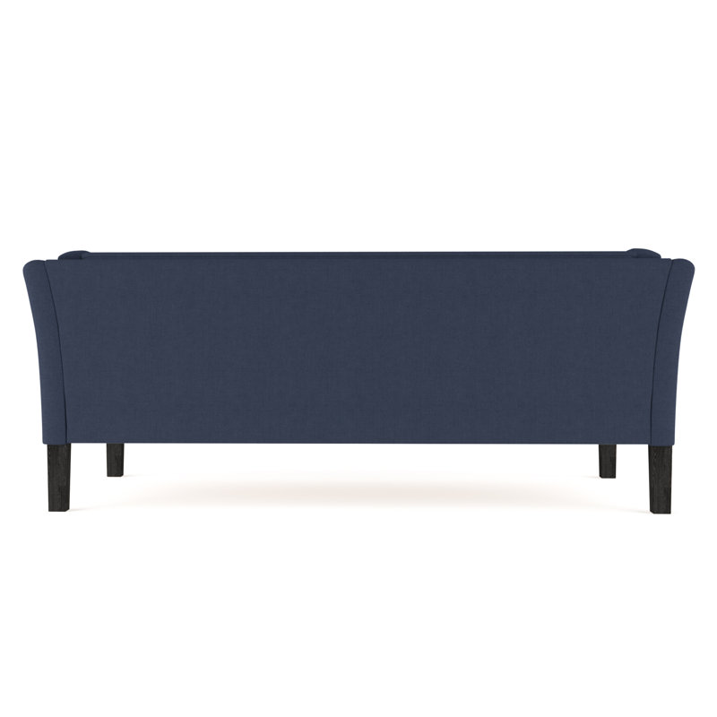 Canapé Charlton, Lin à tissage carré imprimé bleu, Ébène, H 31 po x l 72 po x P 33 po