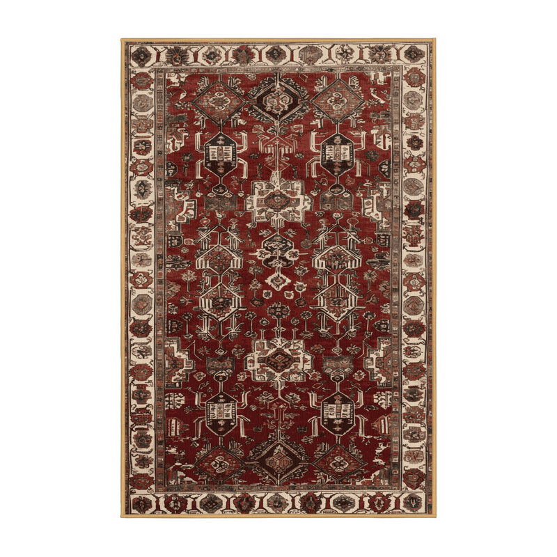 Machine Washable Turkish Brown Area Rug, Rectangle de 5 pi x 8 pi