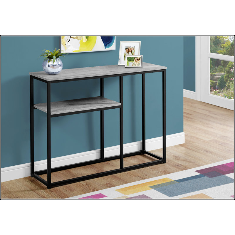 Table d'appoint, console, vestibule, étroit, canapé, stratifié gris, métal noir, contemporain, moderne