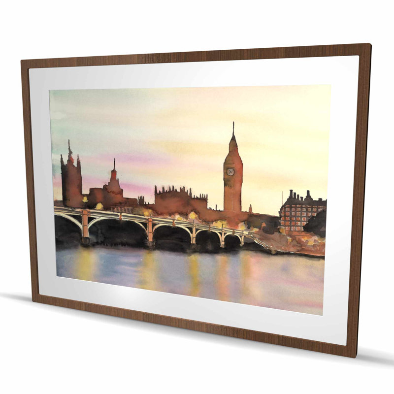 Coucher de soleil sur le Big Ben - Imprimé mat encadré bleu mer