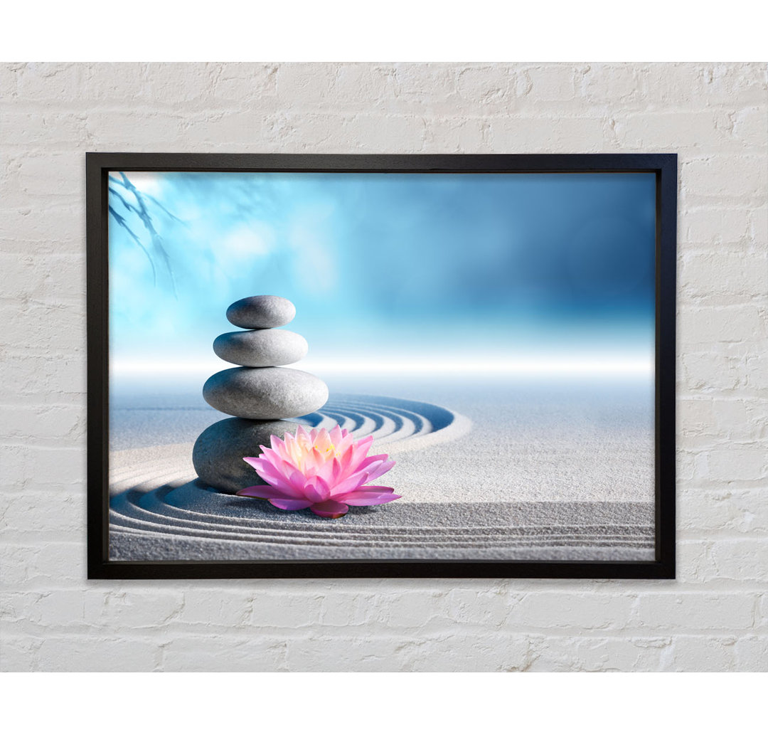 Pebbles On Zen Beach Lilly - Einzelner Bilderrahmen Kunstdrucke auf Leinwand