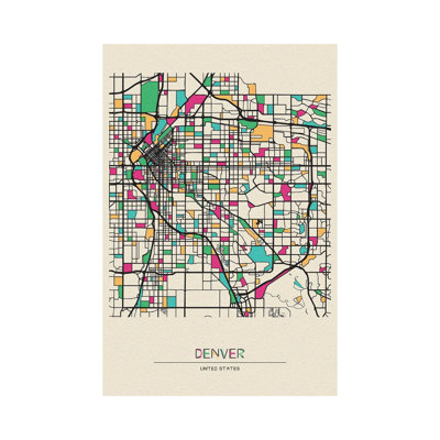 Denver, Colorado Map by Ayse Deniz Akerman - Wrapped Canvas Print