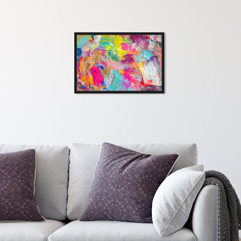 «Abstract Miami Beach Textures», impression sur toile, H 10 po x l 15 po, Cadre noir