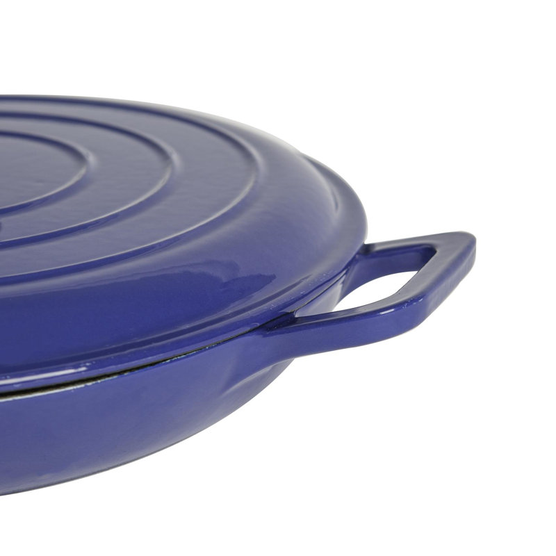 Argon Tableware - Shallow Cast Iron Casserole Dish, Blue