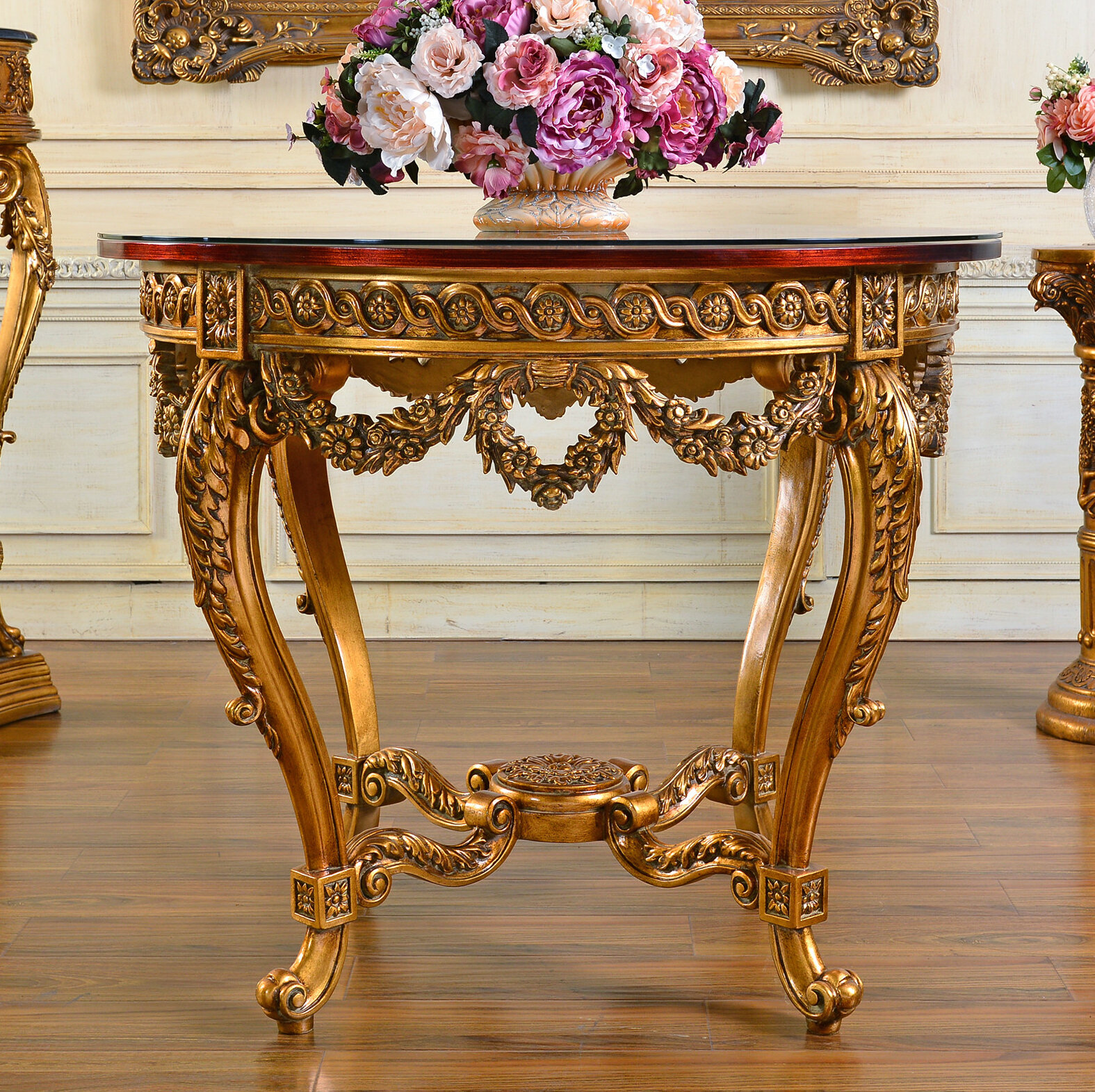 Antique Gold Flower Base Table