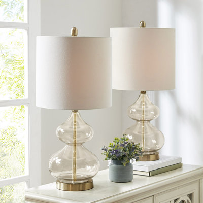 Ellipse Curved Glass Table Lamp, Set Of 2