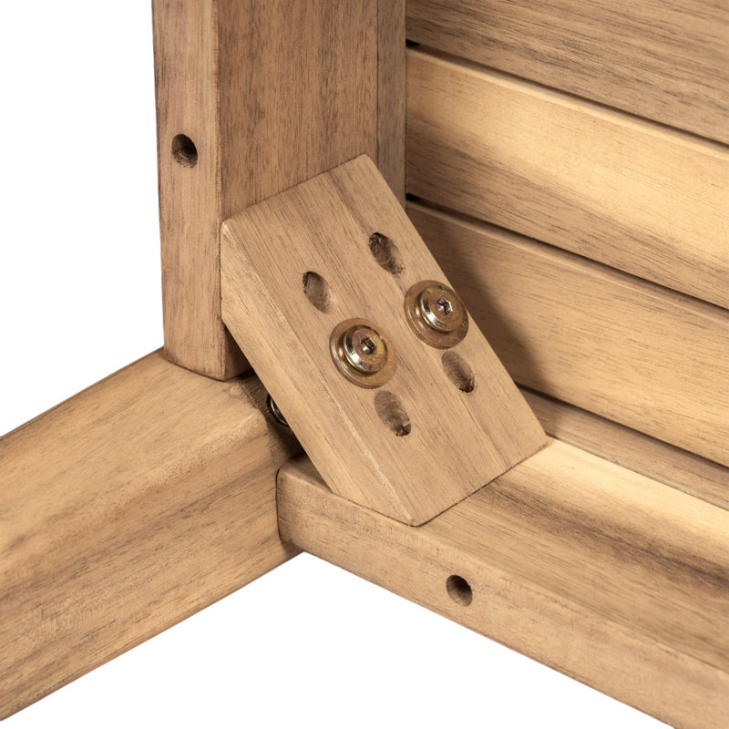 Causeuse d'extérieur en bois d'acacia avec table basse, structure en teck clair, coussin beige