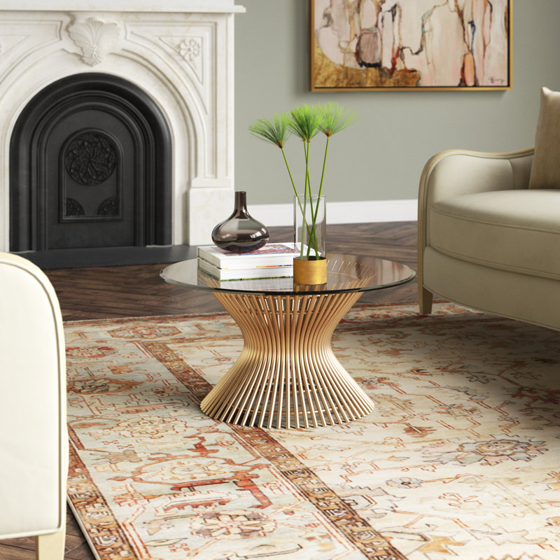 Powell Coffee Table, 18" H x 42" W x 42" D, Gold Leaf
