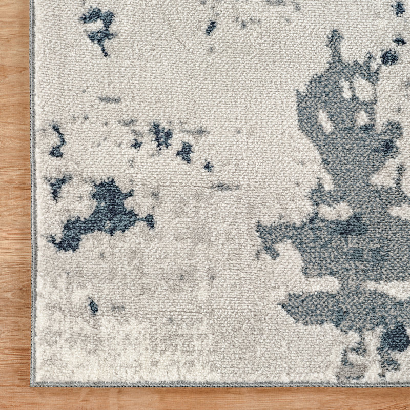 Blair Blue & Gray Abstract High-Low Modern Rug, 8'9" x 11'10", Blue/Gray