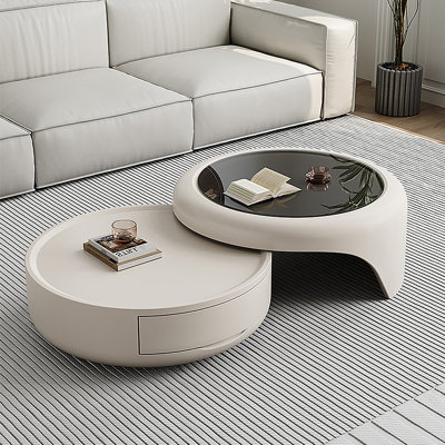 Ensemble de tables basses rétractables de style crème