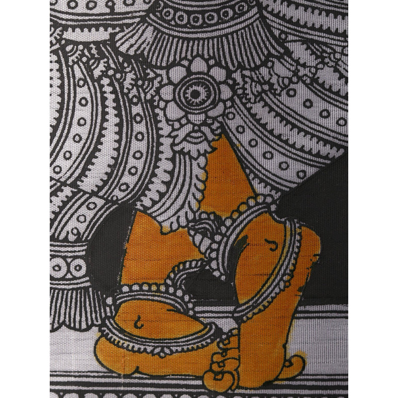 «Lord Ganesha Dancing and jouant de la flûte», peinture de Pattachitra | Aquarelle sur soie
