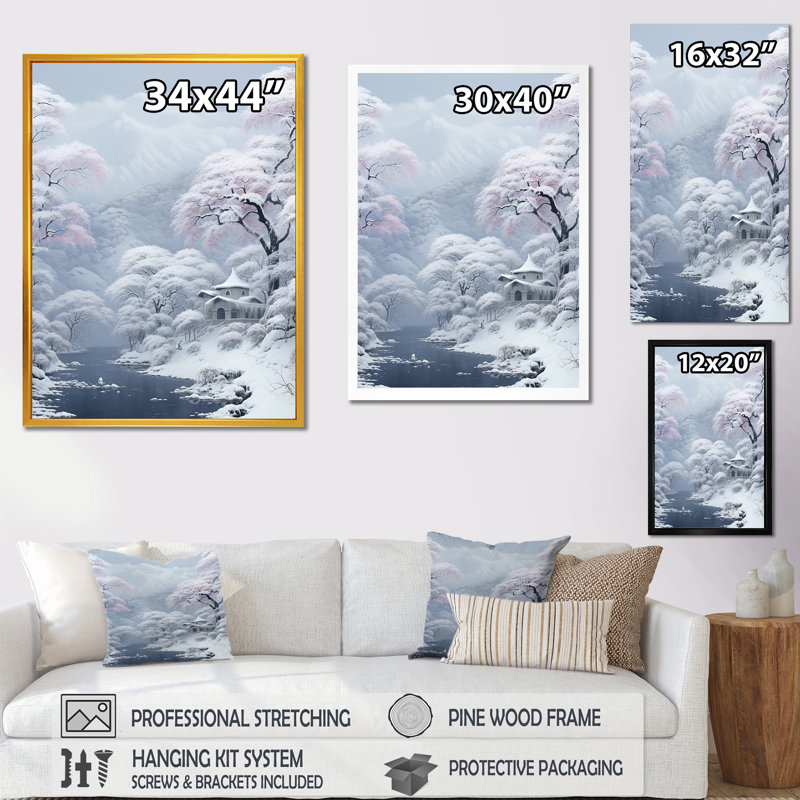 «Winter Wood Cottage Solitude II», art mural forêt, Toile tendue, H 20 po x l 12 po x P 1 po
