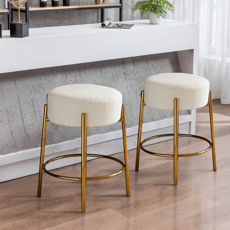 Tabouret de comptoir 24 po Charneco, Or, Blanc