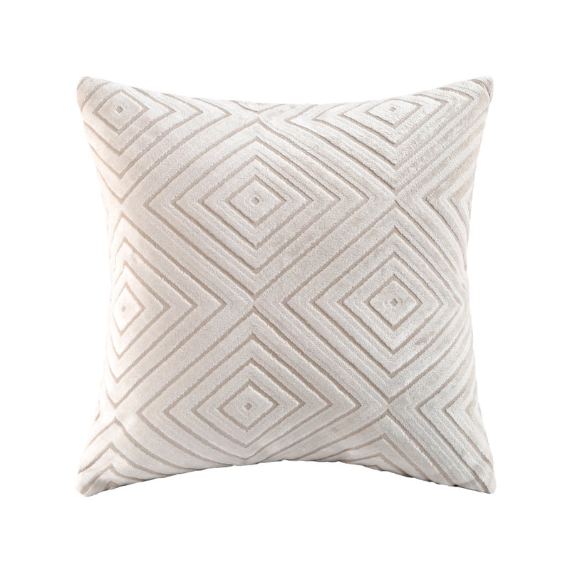 Set of 2 diamond-patterned embossed design throw pillow 18"x18" with INSERTs, White