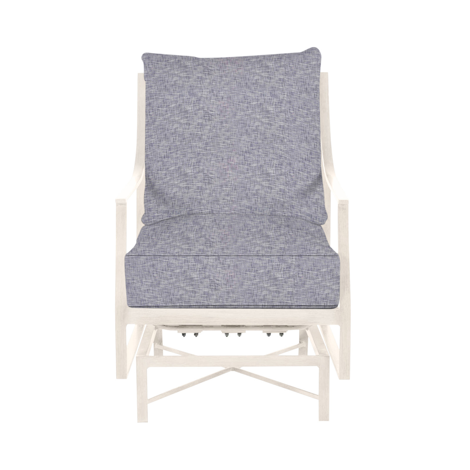 Monaco Wrought Aluminum Outdoor Spring Lounge Chair, Rollo Chambray InsideOut® Linen, Welt, Slate Gray