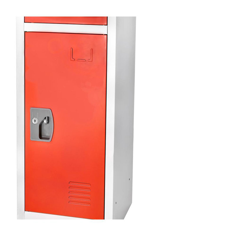 Red Steel 3-Tier Freestanding Office Locker with Adjustable Shelving