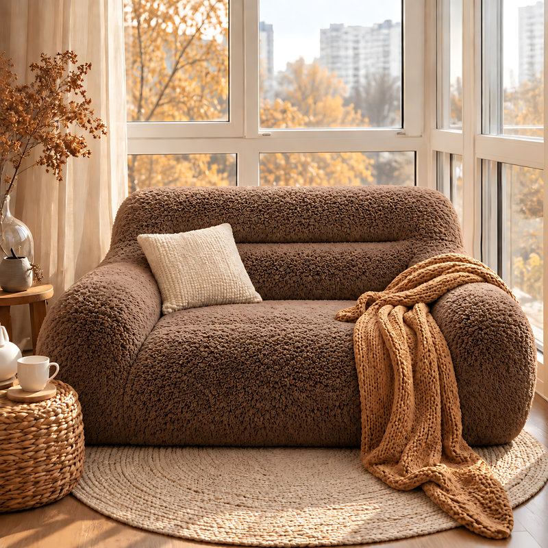 Canapé à billes Modern Boucle, Marron foncé