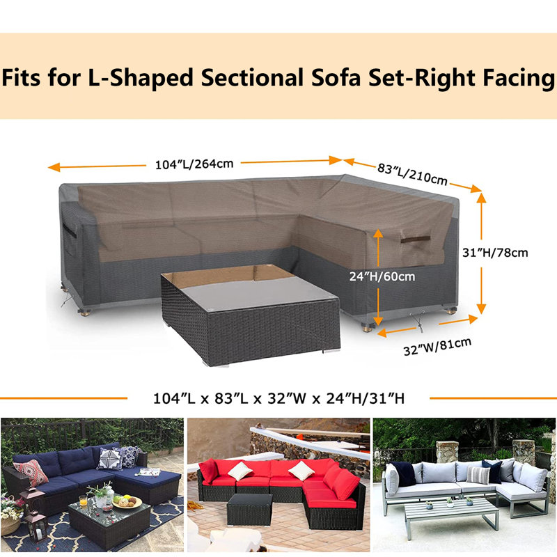 Outdoor Patio Sectional Cover, 31" H x 104" W x 83" D
