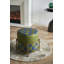 45.7cm Wide Genuine Leather Round Gingham Standard Ottoman