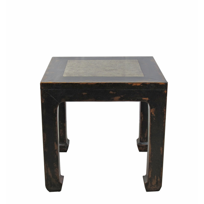 Table de bout Asian Classic, Noir patiné, gris, H 25 po x l 26 po x P 26 po