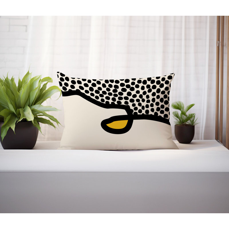 Coussin lombaire réversible intérieur / extérieur Jai Abstract, H 18 po x l 25 po, Jaune
