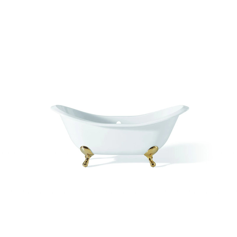Regency 72'' x 31'' Soaking Cast Iron Bathtub, Polished Brass, White Interior with White Exterior
