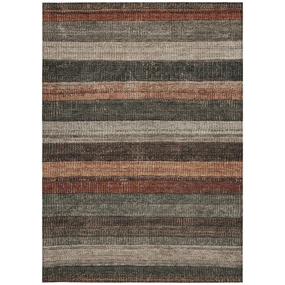 Tapis extérieur lavable rayé rouille et taupe 5 pi x 8 pi