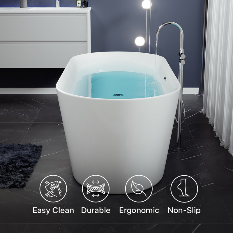 Rejoice 59'' White Acrylic Freestanding Soaking Bathtub
