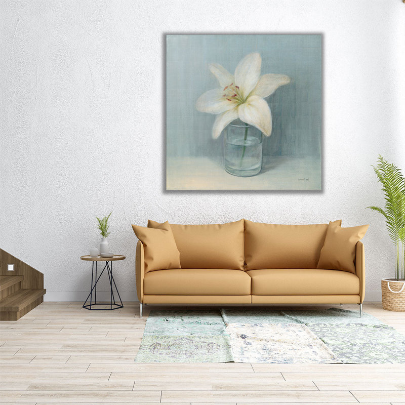 «Simple White Lily», reproduction d'art sur toile, H 12 po x l 12 po