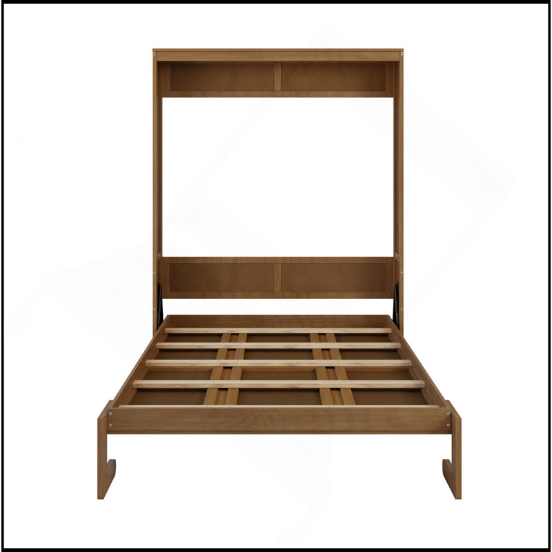 Armoire de lit en bois massif avec rotin Murphy, Grand lit, Noyer