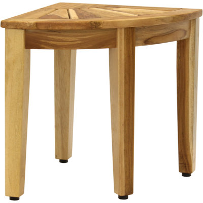 Kai 15.5" Clear Shield Corner Teak Shower Bench