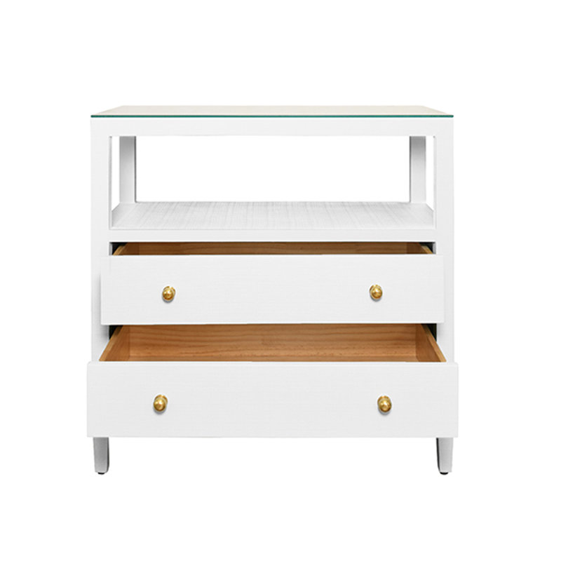 Douglas Glass End Table, White