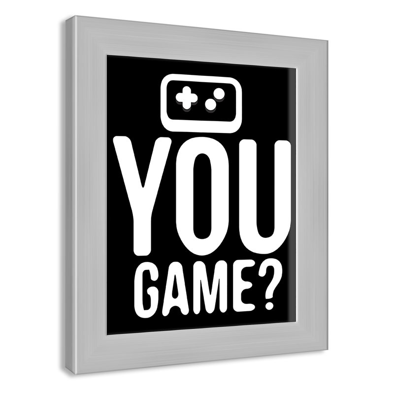 «You Game inversée», art encadré, H 12 po x l 10 po x P 0,63 po, Encadré de boîte noir