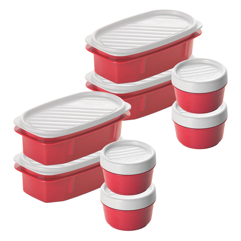  Contenants de rangement en plastique réutilisables avec couvercles - Contenant hermétique et sans fuite BPA, Rouge / Blanc