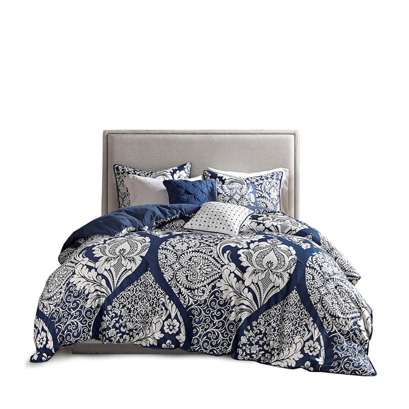 Housse de couette pour lit double / grand imprimé avec fermeture à boutons et cravate à l'intérieur avec 6 coussins de manipulation transitionnelle en tissu