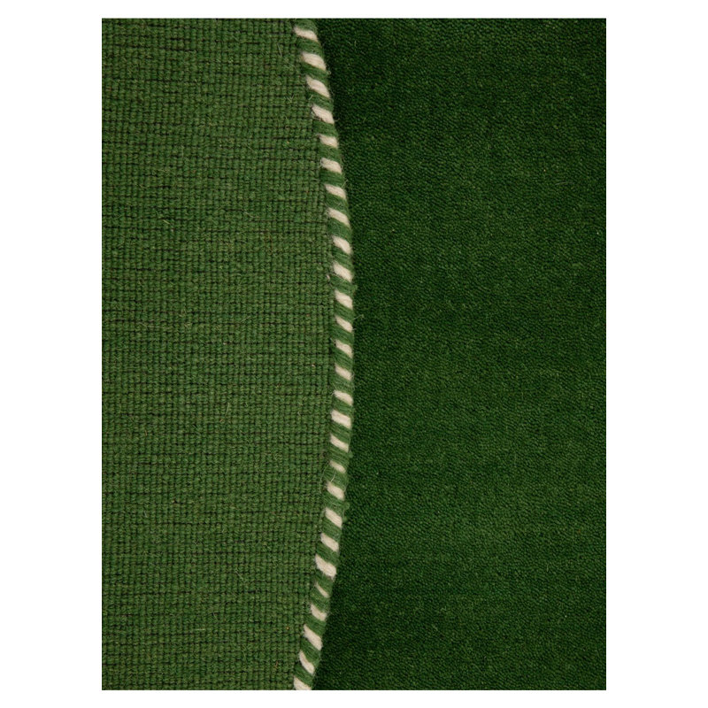 Solid Colour Wool Hand Woven Area Rug, Green, Approx. 60cm