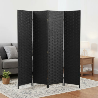 Room Divider 6 Ft Foldable Privacy Screen Wooden Pannel Partition Indoor Furniture Portable Handwork Wood Mesh Woven Design Freestanding Wooden Separator
