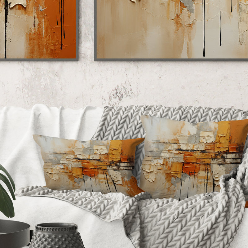 Coussin Orange Impressions III - Abstract Collages