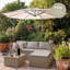 Luzi 4 Seater Rattan Garden Corner Sofa Set with Lean Over Parasol - Natural Weave-1474967964