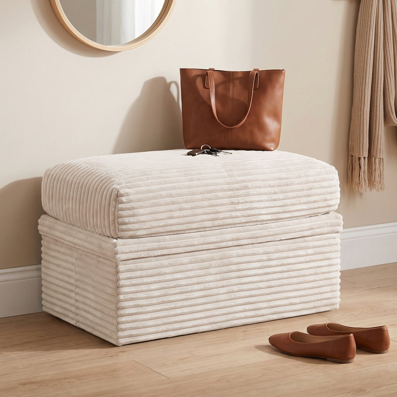 Pouf de rangement rembourré en velours côtelé, module individuel pour canapé d'angle, Beige
