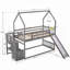 Lit simple superposé avec glissade convertible Escalier de rangement (pas besoin de sommier, bois de pin robuste)-1179923604