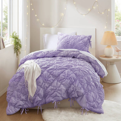 Lily Purple Floral 2-Piece Twin Comforter Set