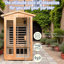 Le sauna d'extérieur KISRAIS pour 2 personnes à faible intensité électromagnétique et à infrarouge lointain résiste à la température extérieure de 4 ℉ à 104 ℉ avec lumières de chromothérapie, lampes de lecture, haut-parleurs Bluetooth | Sauna personnel à chaleur sèche intérieure / extérieure pour la maison et le gymnase - fabriqué à partir de vieux sapin canadien