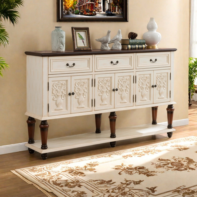 Buffet d'entrée de style rétro américain, Blanc cassé