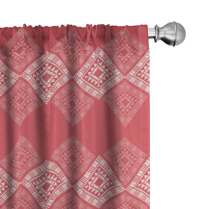 East Urban Home Aztec 4-Panel Curtains, Square and Triangle Forms 134662 Panel Pale Eggshell, 56" W x 63" L