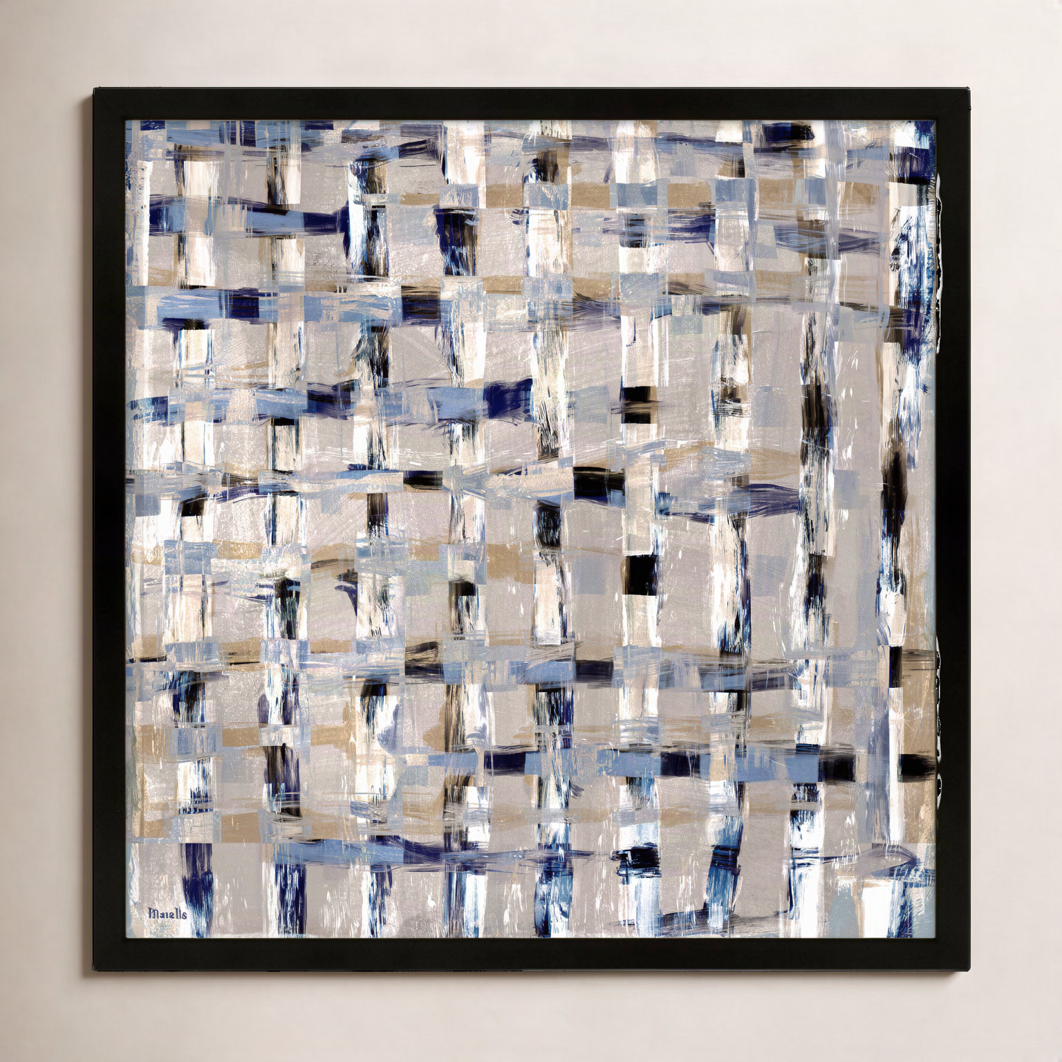 Weave Black by Marco Marella for Studio M - Framed Wall Art, 36" H x 36" W, Canvas, Black