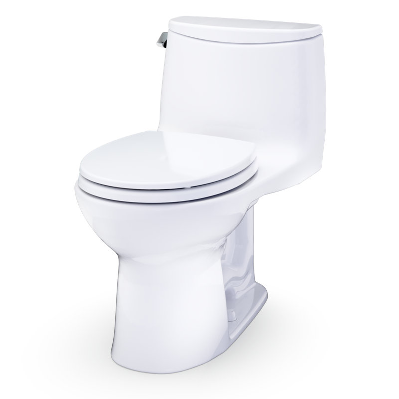 TOTO Ultramax One-Piece Round 1.28 GPF Universal Height Toilet with Right-Hand Trip Lever, CEFIONTECT and SS113 SoftClose Seat, Cotton White - MS603113CEFRG#01